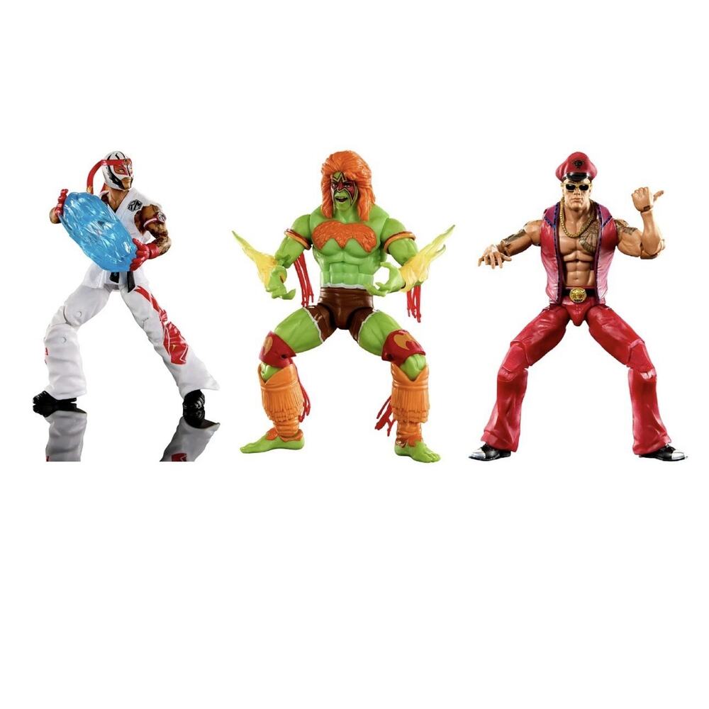 2026 WWE Elite X Street Fighter Figures Complete Set of 3 (Wave 1)